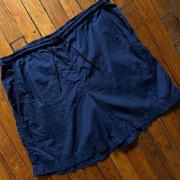 Vintage 90s Nike White Tag Men's Navy Blue Athletic‎ Windbreaker Chubbie Shorts - Picture 2 of 5